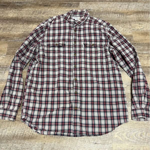 Carhartt Button Up Shirt Men’s XL Tall Relaxed Fit Blue Red Plaid Flannel 101756